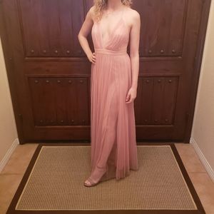 Blush open back dress size 6